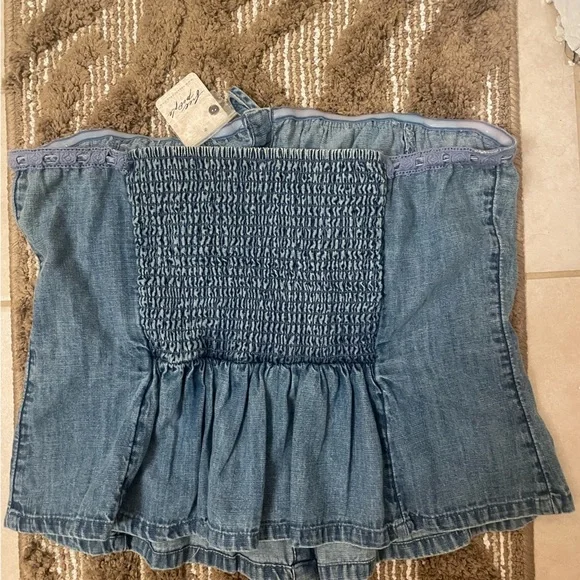 NWT Free People|| Denim Wink Wink Tube Top in Medium Wash, Size large Western - Picture 6 of 7